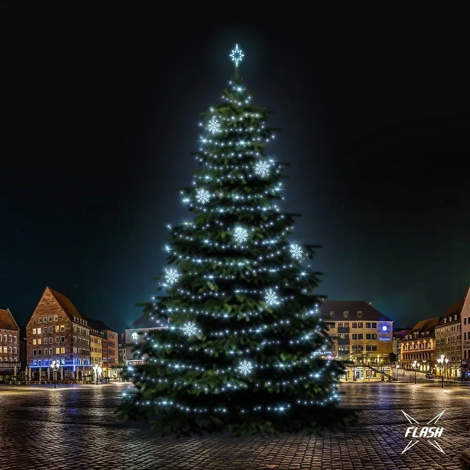 LED světelná sada na stromy vysoké 21-23m, ledová bílá s Flash, dekory DZX0EFD08