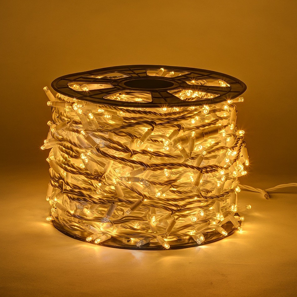 LED světelný řetěz 80m, 36V, teple bílá, bílý kabel