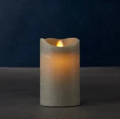 Vosková LED svíčka Sara, 12,5 cm, šedá