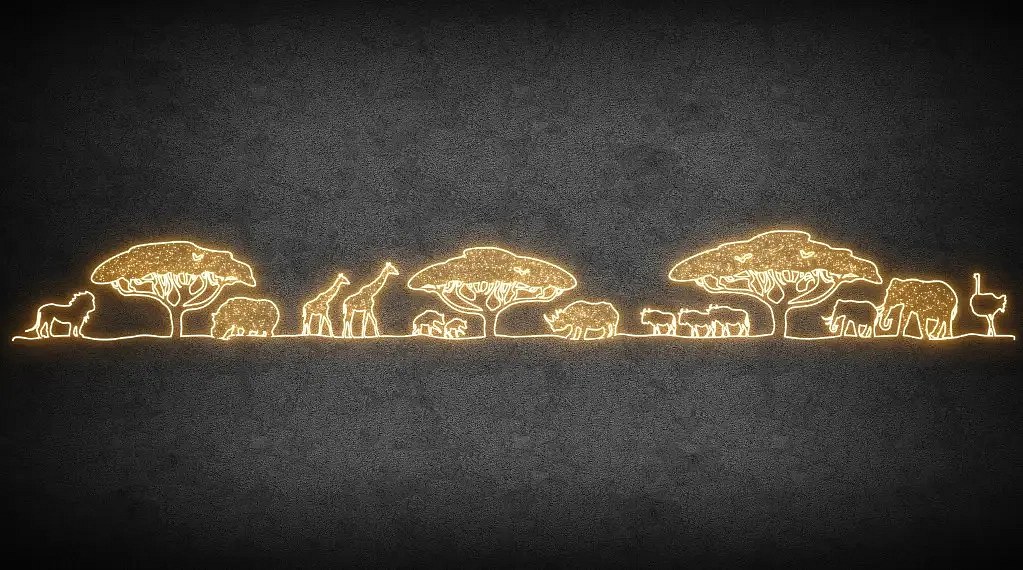 LED Africké zátiší, 1200 x 135 cm, teple bílá, 36 V