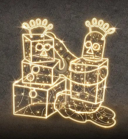 LED světelný robot II, 145 x 155 cm, teple bílá