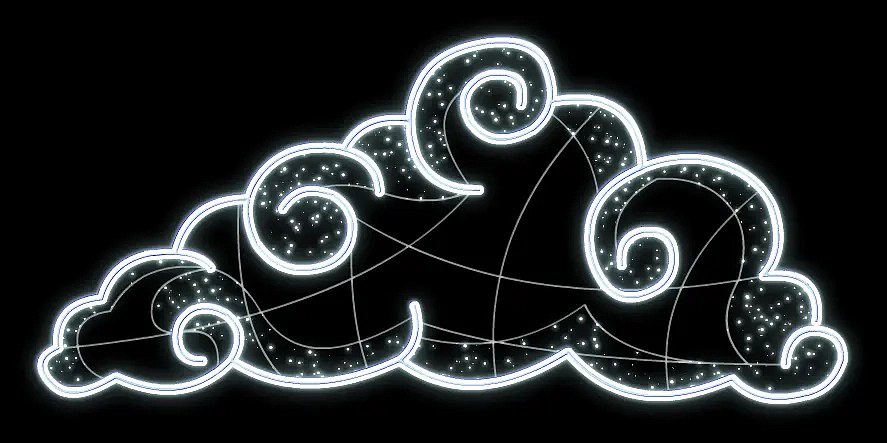LED světelný obláček, 275 x 125 cm, ledově bílá