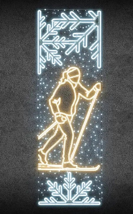 LED světelný banner - bežkařka, 80 x 247 cm, teple a ledově bílá (kopie)