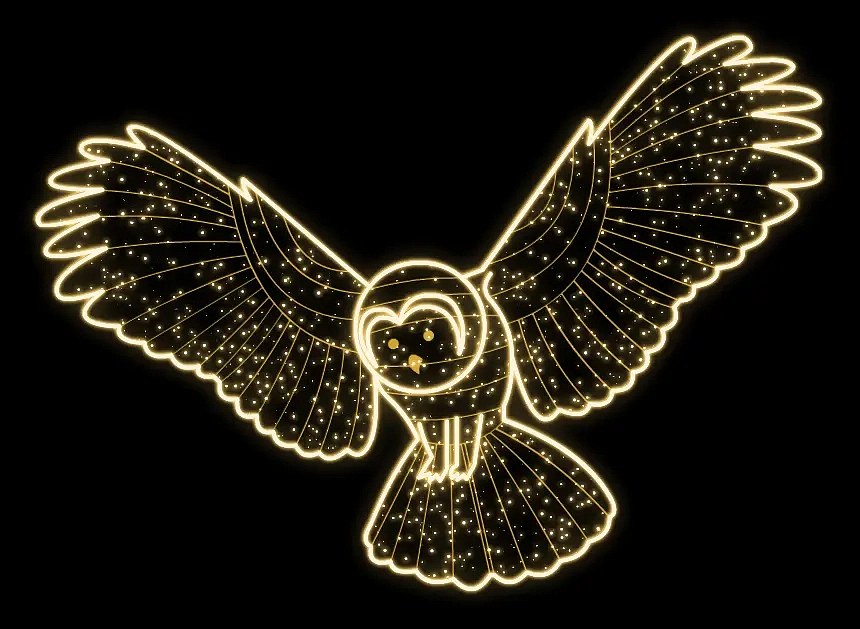 LED světelná sova, 140 x 100 cm, teple bílá, 230V,120,5W