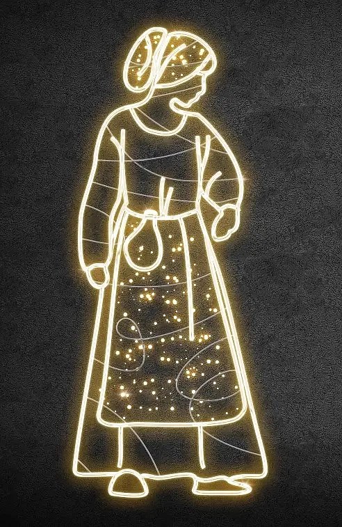 2D LED světelná děvečka, 200 x 85 cm, teple bílá, 36 V, 8,5 W, 12 kg, 5 dílů, stojící