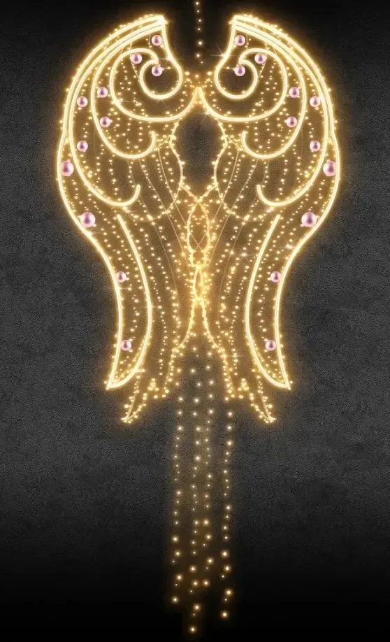 2D LED světelná křídla, 125 x 180 cm, teple bílá s krystalem, 24 V, 42,1 W, 16,2 kg