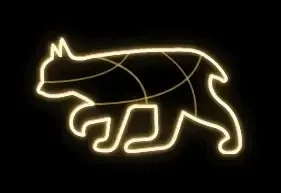 2D LED světelné rysí kotě, 115 x 65 cm, teple bílá, 230V, ze 2 dílů, stojící
