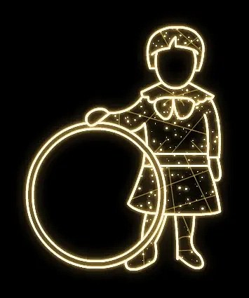 2D LED světelný dekor, dítě, 170 x 145 x 60 cm, teple bílá, 230V,73,9W, 20kg, 2 díly, stojící