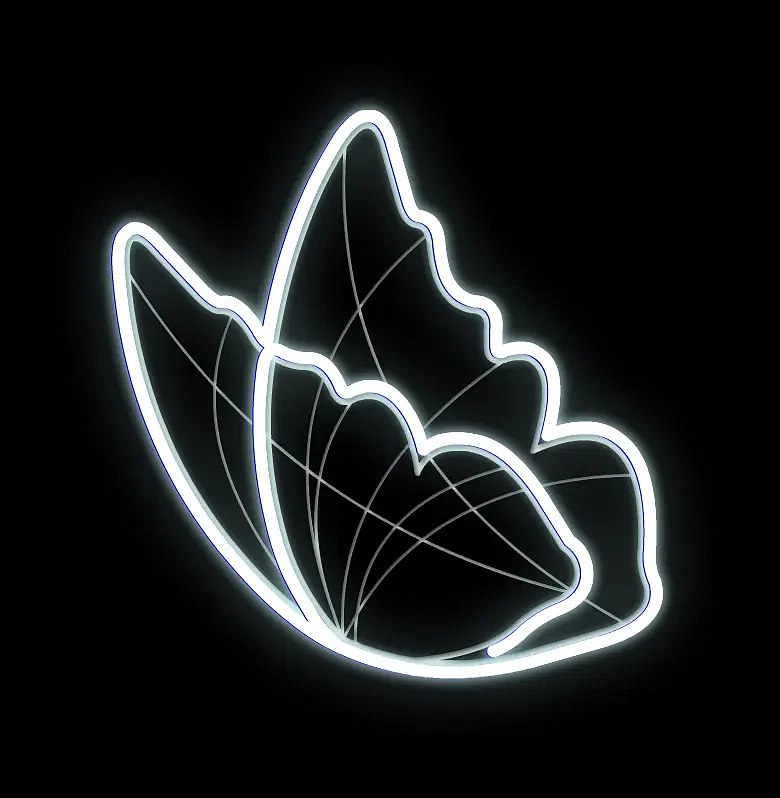 2D LED světelný motýl, stojící, 95 x 100 cm, ledově bílá, 36 V, 7,2 W, z 5 dílů, stojící