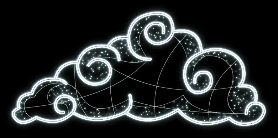 2D LED světelný obláček, 210 x 95 cm, ledově bílá, 36 V, 24,7 W, 11,6 kg, z 5 dílů