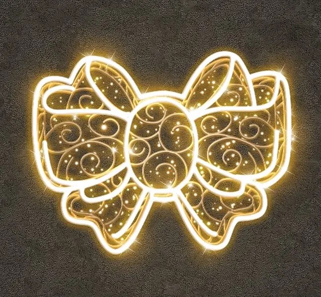 2D LED světelná mašle 450 × 350 cm, teple bílá, 36 V, 76,7 W, z 5 dílů