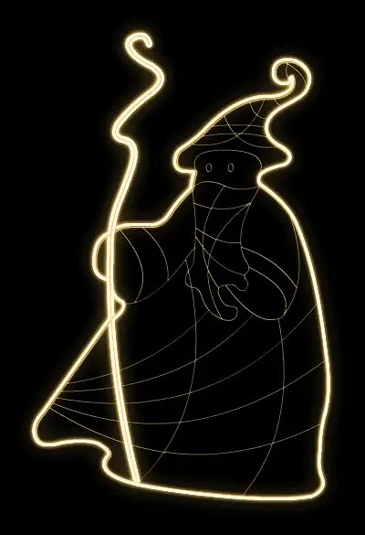 2D LED světelný čaroděj, 225 x 145 x 60 cm, teple bílá, 36 V, 16,4 W, 14,8 kg, 4 díly, stojící