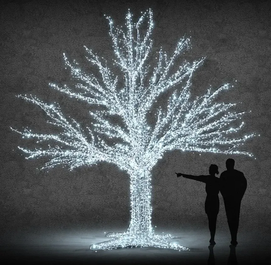 3D LED listnatý strom 400 cm, ledově bílá, 36 V, 63,4 W, 67 kg, ze 7 dílů