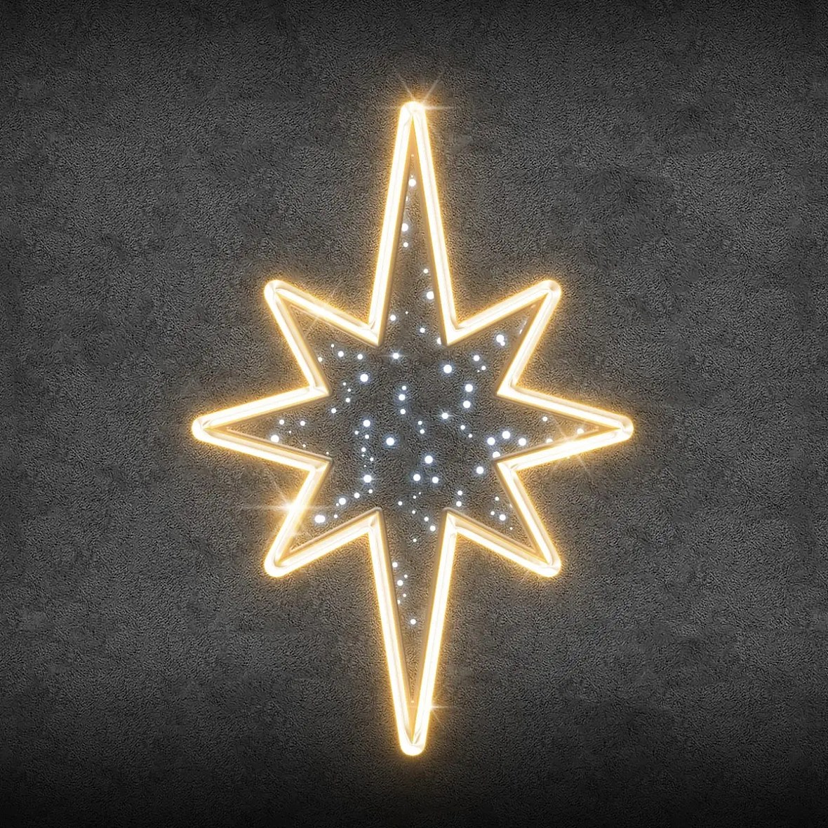 2D LED světelná hvězda, 60 × 86 cm, 3D tisk, teple a ledově bílá, 230 V, 13,8 W, 2,16 kg