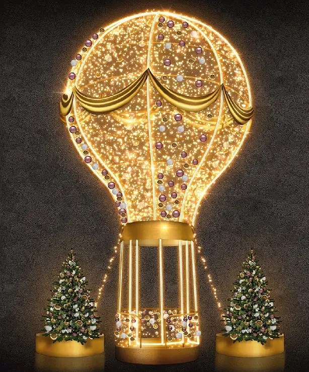 3D LED světelný balón, 800 x 400 x 400 cm, teple bílá, 36V, 236W, 100kg, 21 dílů
