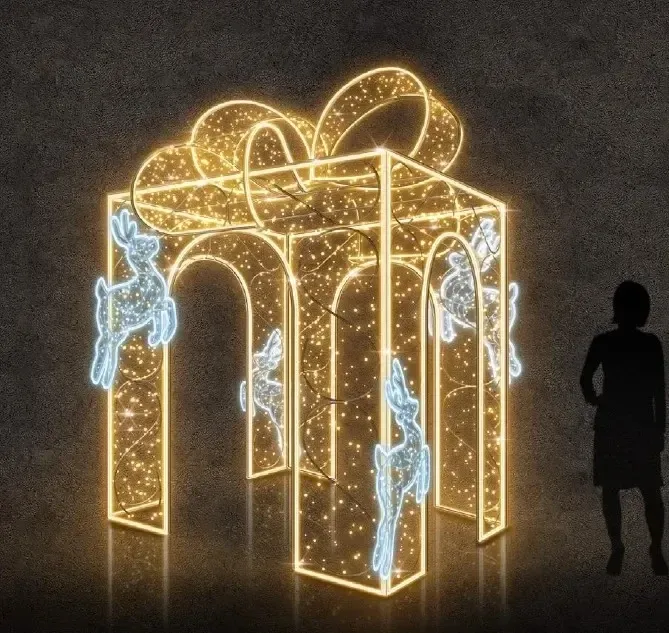 3D LED světelný dárek 200 × 350 × 200 cm, teple bílá  4x sob DZX01361S136V, 178W, 70 kg, 14 dílů