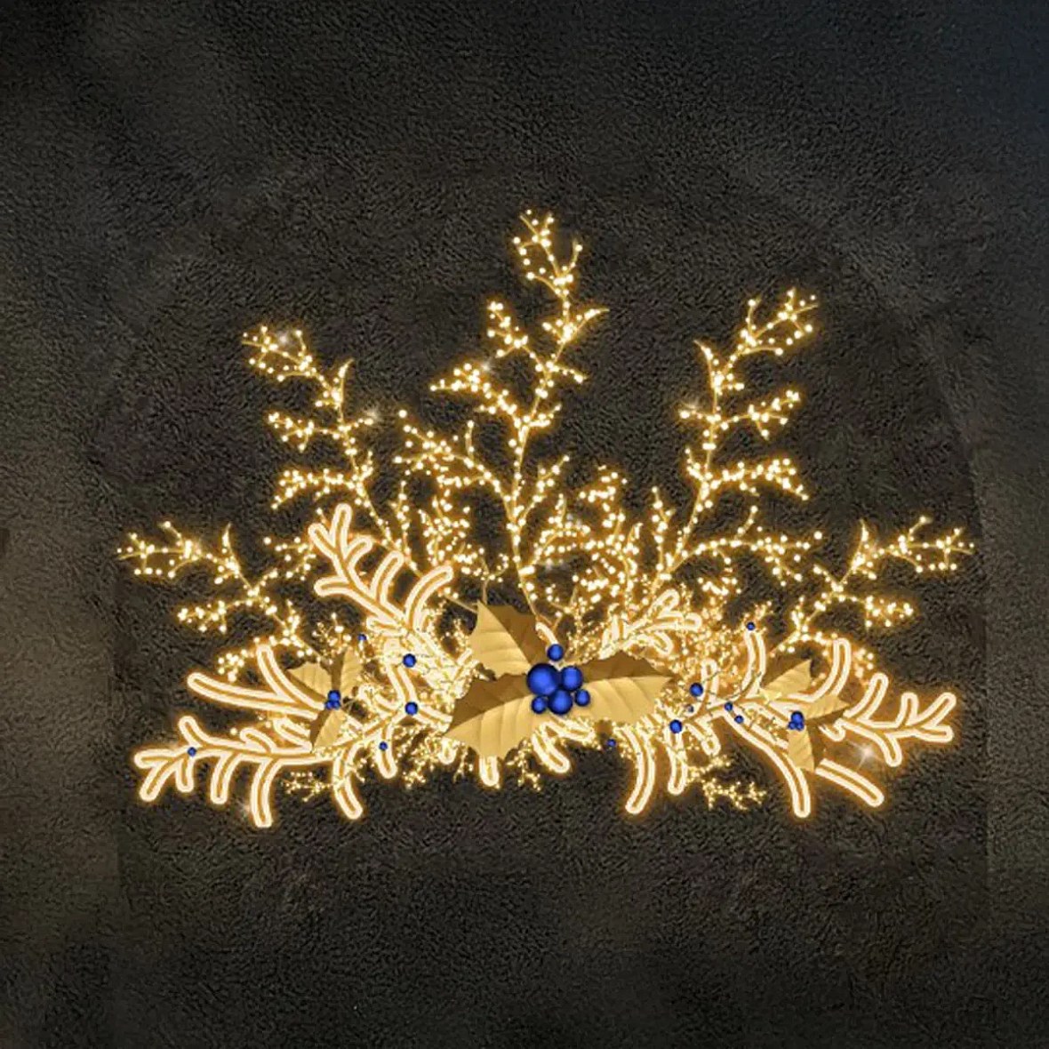 2D LED světelný převěs, 350 × 350 × 20 cm, teple bílá s Flash, 36 V, 38,8 W, 47,6 kg, ze 3 dílů