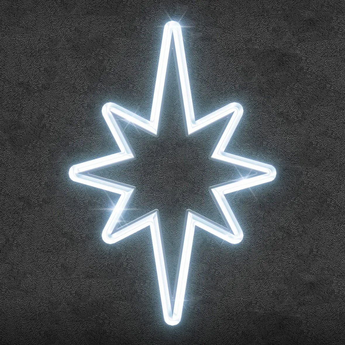 2D LED světelná hvězda na vrchol stromu, 45 × 70 cm, 3D tisk, ledově bílá