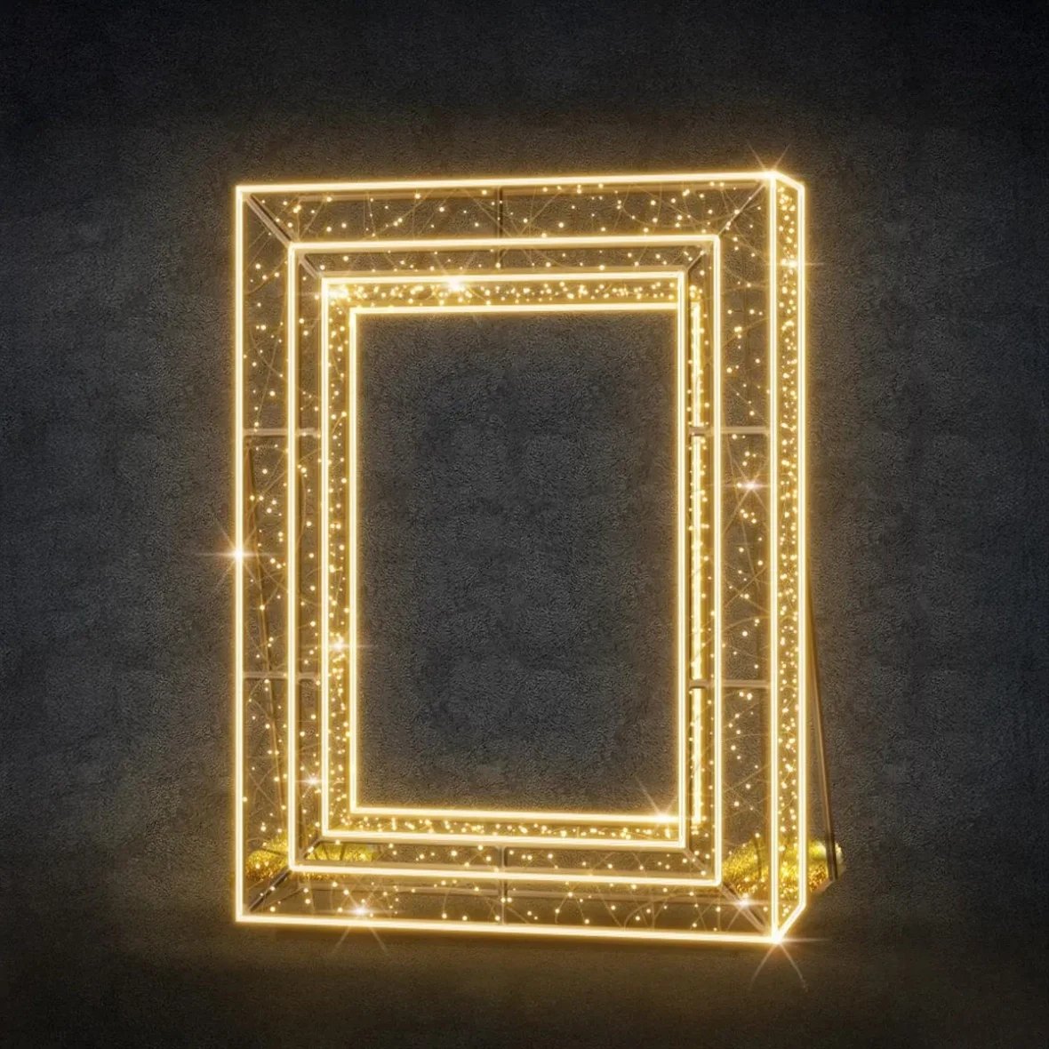 3D LED světelný rám, 170 × 230 × 20 cm, teple bílá, 36 V, 56,9 W, 67,4 kg, ze 4 dílů