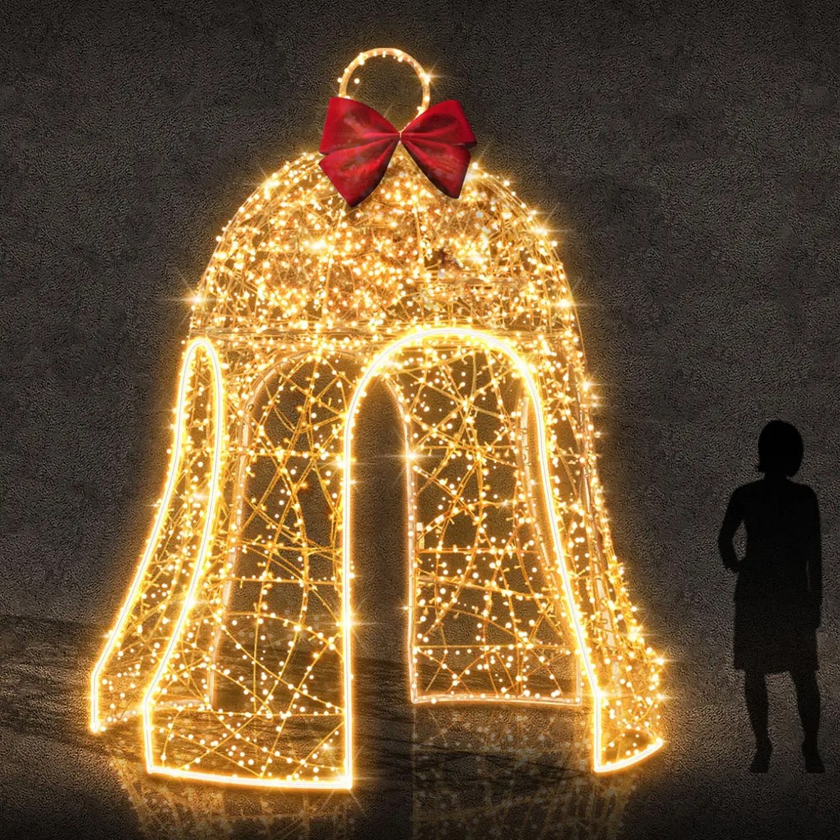 3D LED světelná zvonička, průchozí, 200 × 350 × 200 cm, teple bílá, 230 V, 225,3 W, 80,8 kg, z 6 dílů