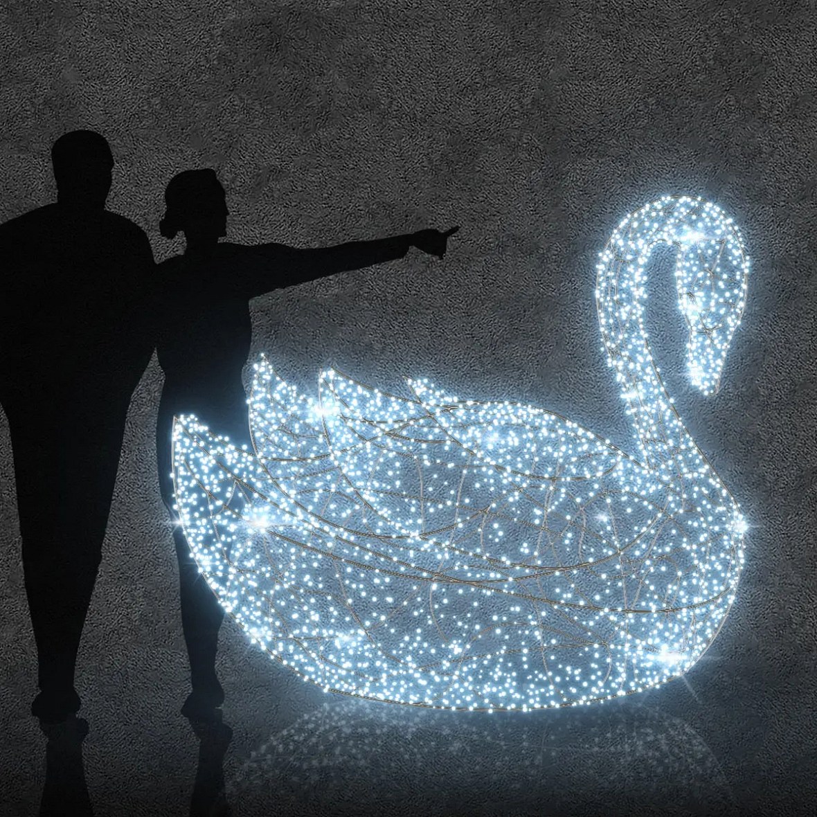 3D LED světelná labuť 220 × 160 × 100 cm ledově bílá, 36 V, 40 W, 17,2 kg, ze 2 dílů