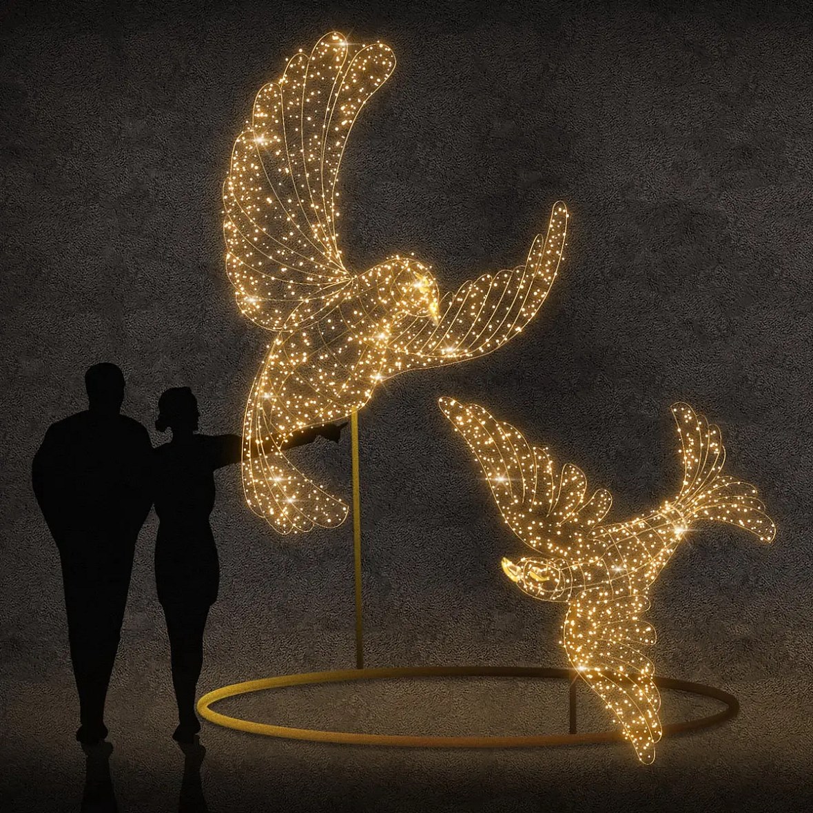 3D LED světelné holubice, 320 × 350 × 400 cm, teple bílá, 36 V, 81,5 W, 66,4 kg, z 12 dílů