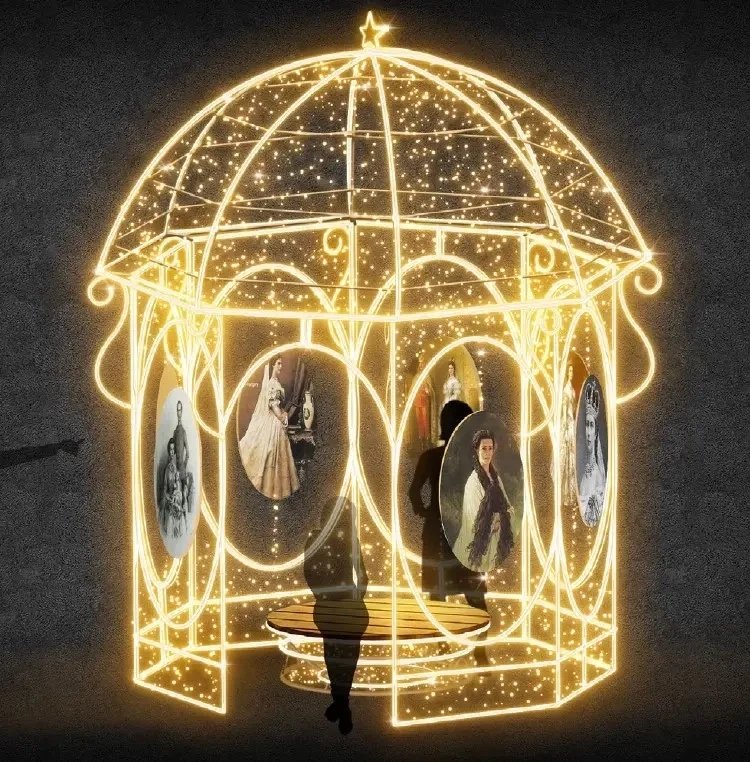 LED Altán Sissi, 430x340x340 cm, bílá teplá, 36V, 300W ,100kg,18 dílů