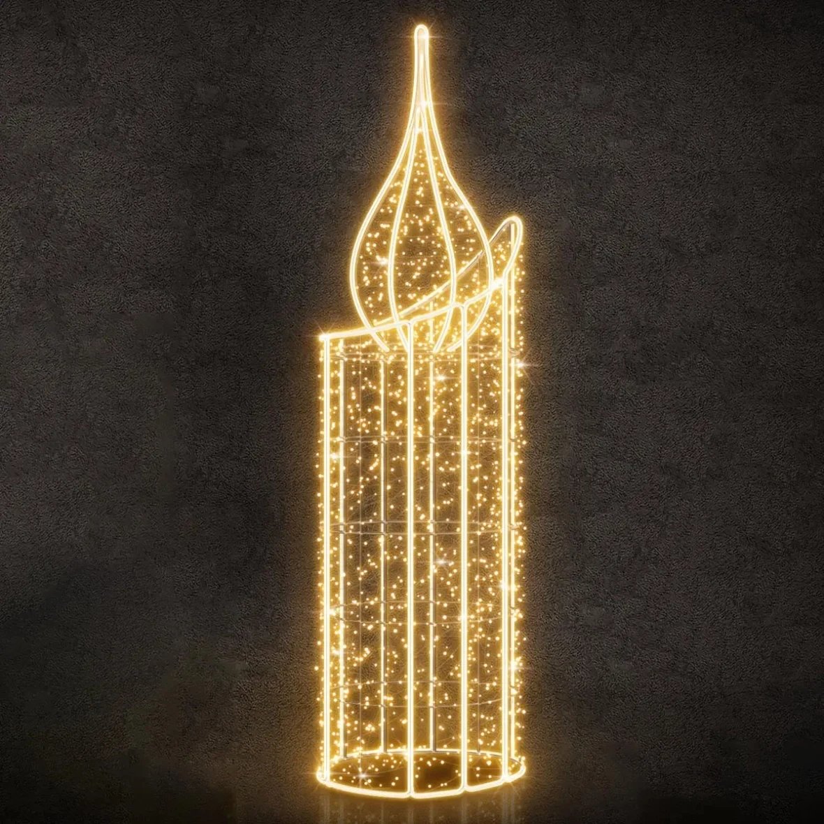 3D LED světelná svíčka, 70 × 250 × 70 cm, teple bílá