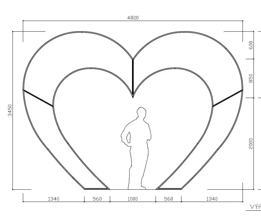 Valentýnská brána ve tvaru srdce, teple bílá, 480 x 345 cm, teple bílá, 230 V, 110 W, ze 7 částí - chybí foto