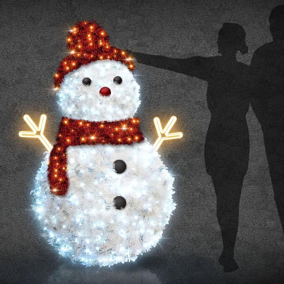 3D LED světelný sněhulák I, 160 cm, ledově a teple bílá, 36 V, 29 W