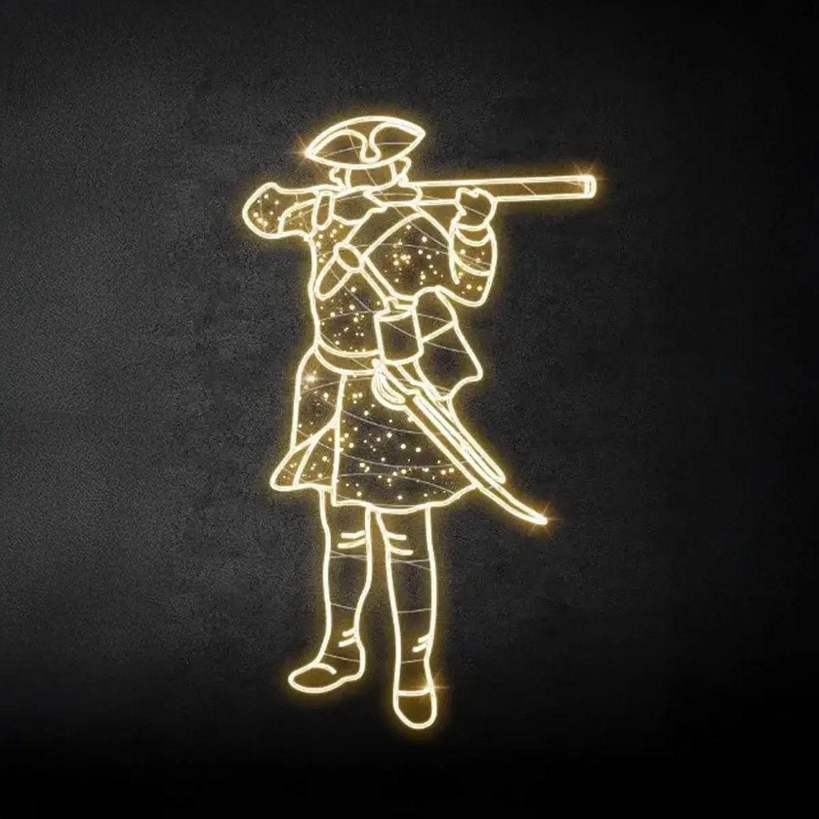 2D LED světelný voják, 115 × 200 cm, teple bílá