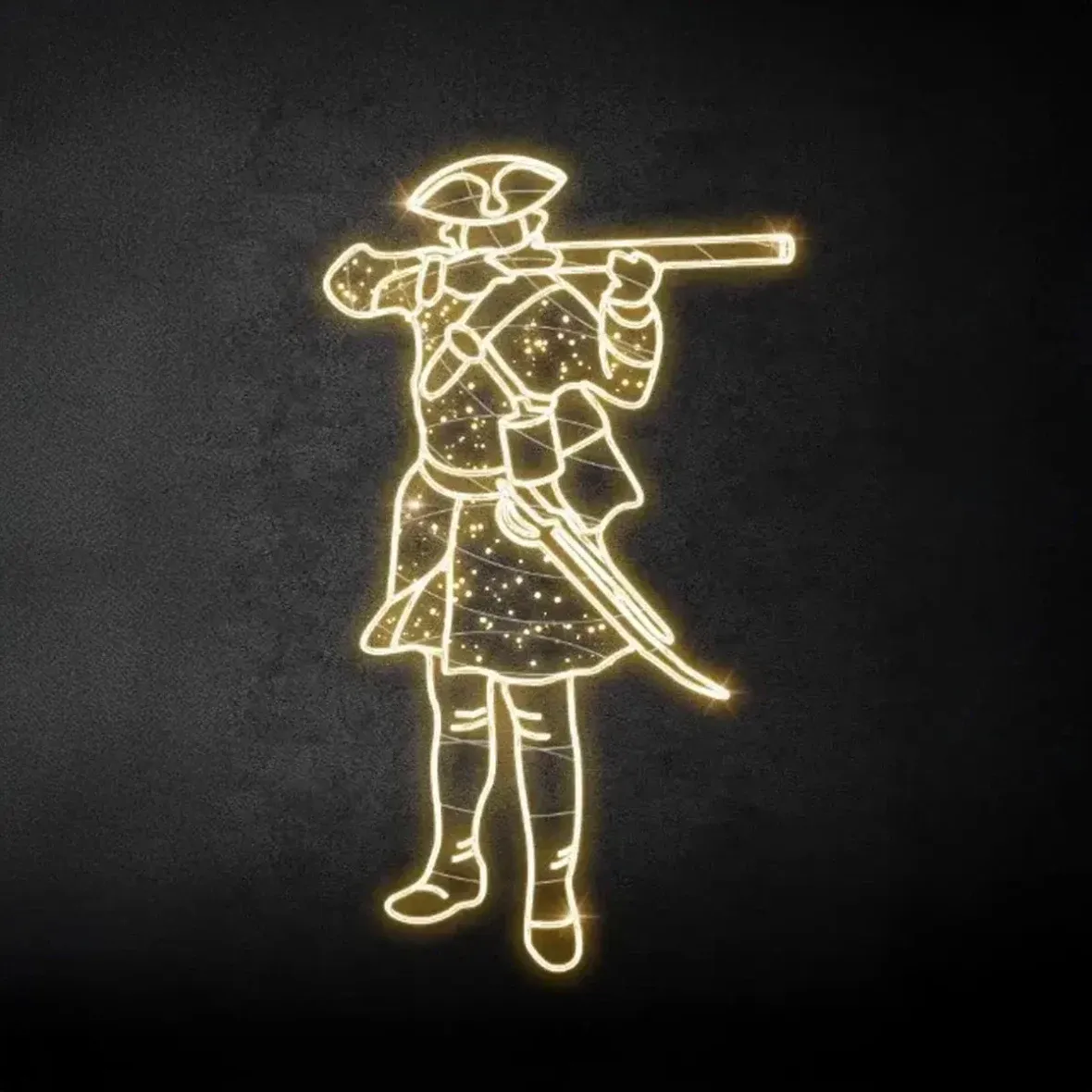 2D LED světelný voják, 115 × 200 cm, teple bílá