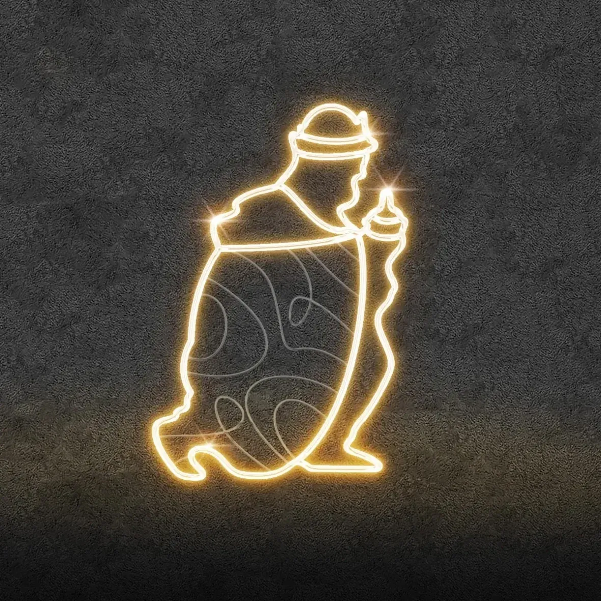 2D LED světelný král klečící, 145 × 80 cm, teple bílá, 230 V, 44,4 W, 5 kg, 4 díly, stojící