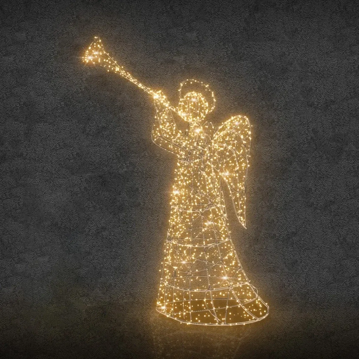 3D LED světelný anděl, 120 × 250 × 100 cm, teple bílá s Flash, 21 W, 1díl