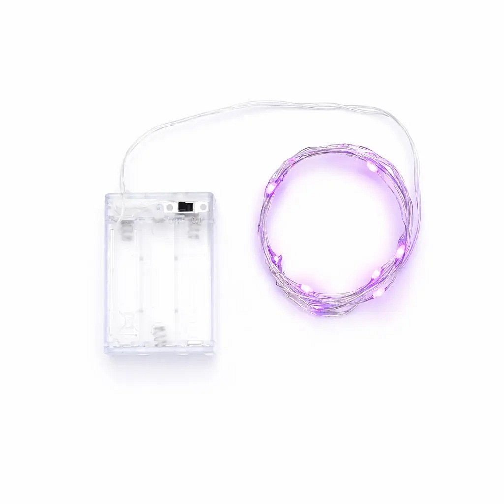 LED světelný řetěz na baterie, růžová, 20 diod, 2,3 m