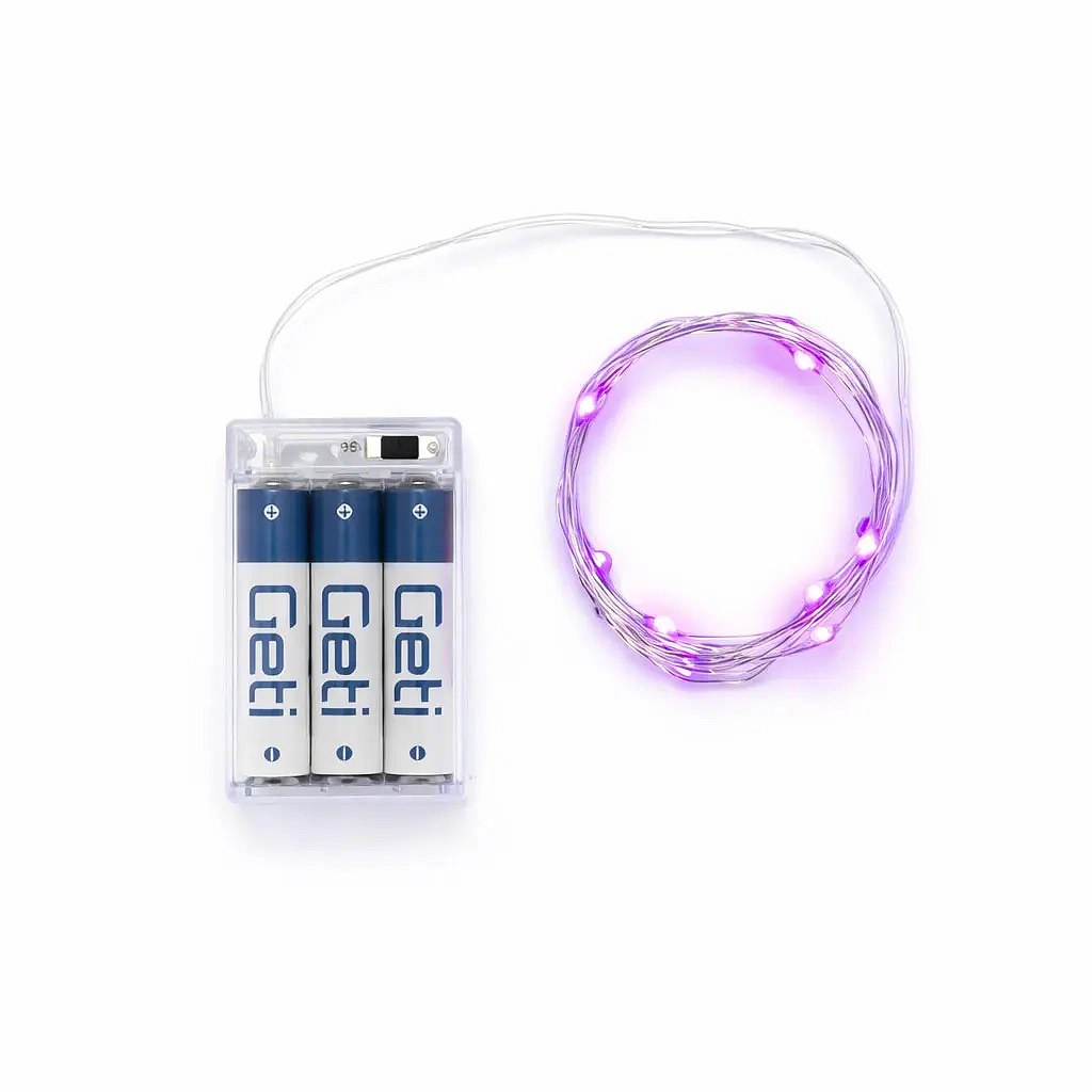LED světelný řetěz na baterie, růžová, 20 diod, 2,3 m