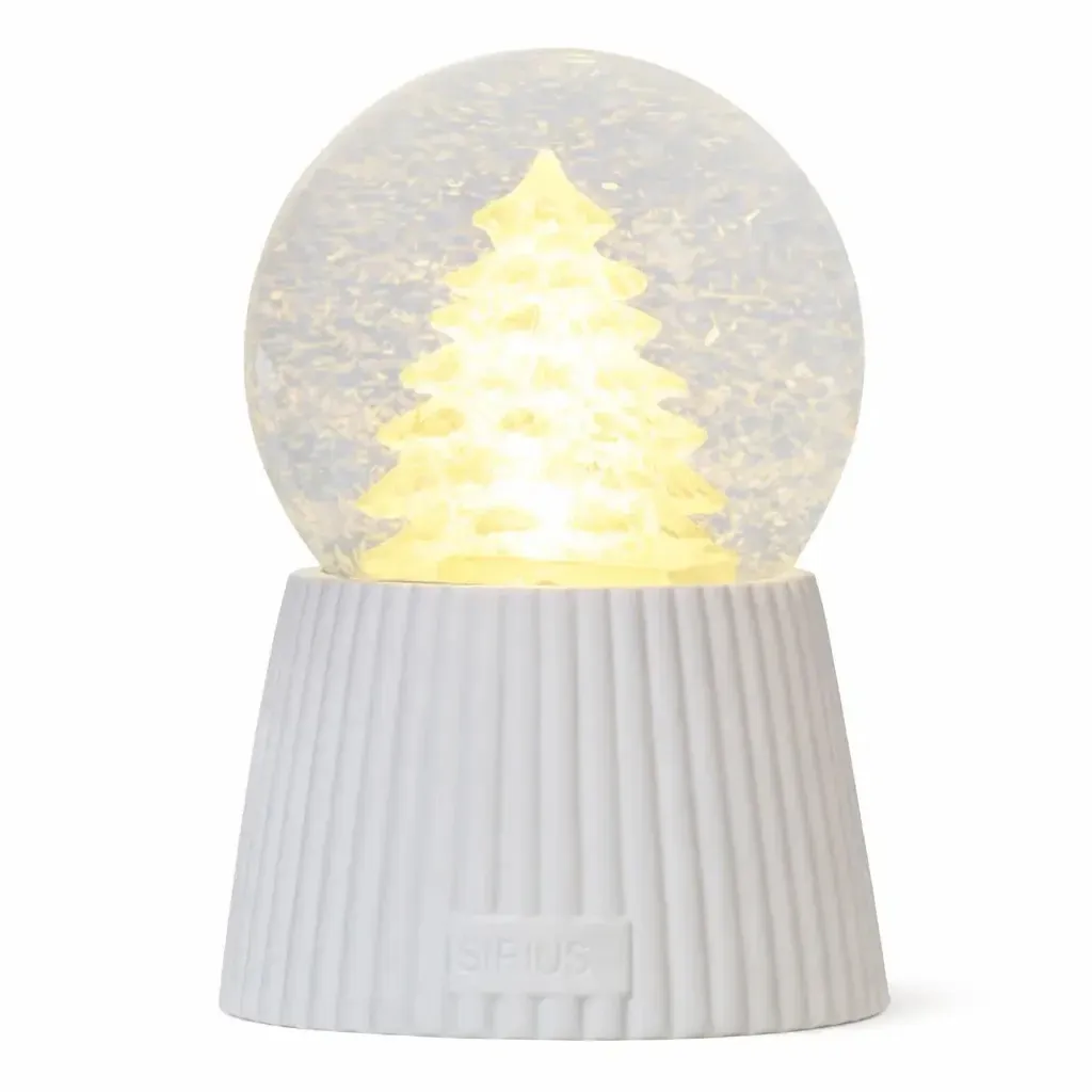 LED svítící koule sněžítko, 10 × 14,5 cm, stromeček