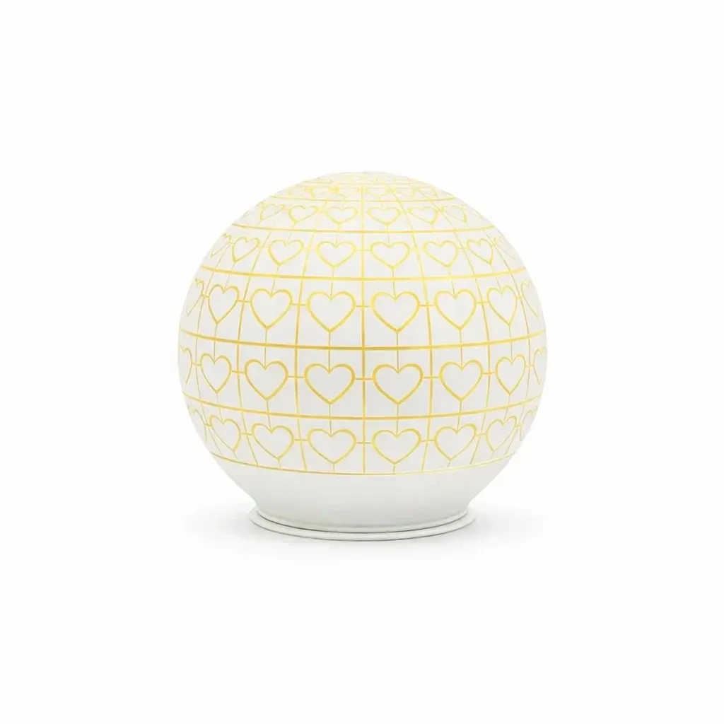 3D LED svítící koule, skleněná, dekor srdce, 12cm, interiér