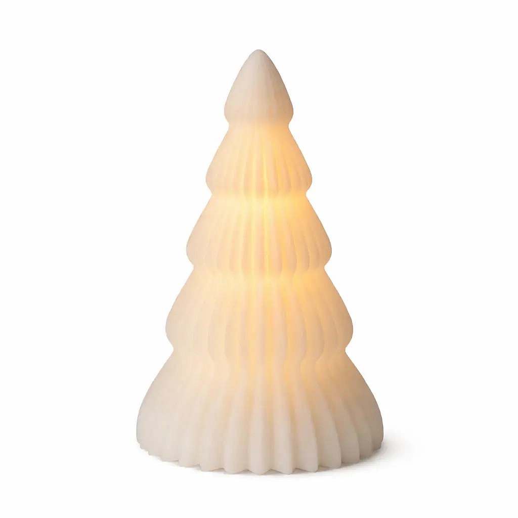 LED svíčka z pravého vosku na baterie stromeček, bílý, 19 cm, 2×AA