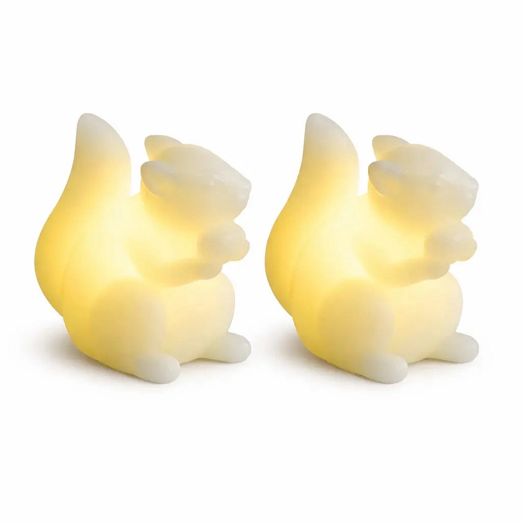 LED svíčky z pravého vosku na baterie veverka, 9 cm, bílá, sada 2 ks, CR2032