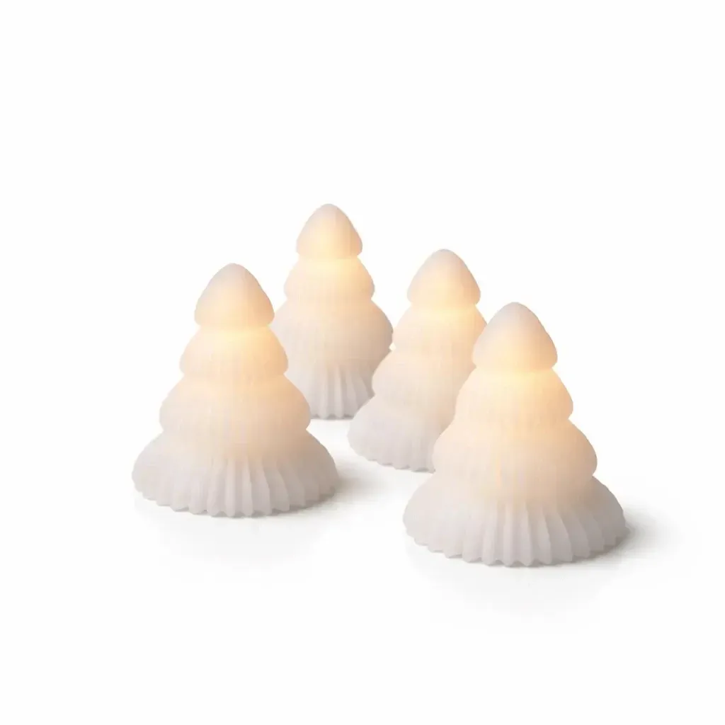 LED svíčky z pravého vosku na baterie stromeček, 7 cm, sada 4 ks, CR2032