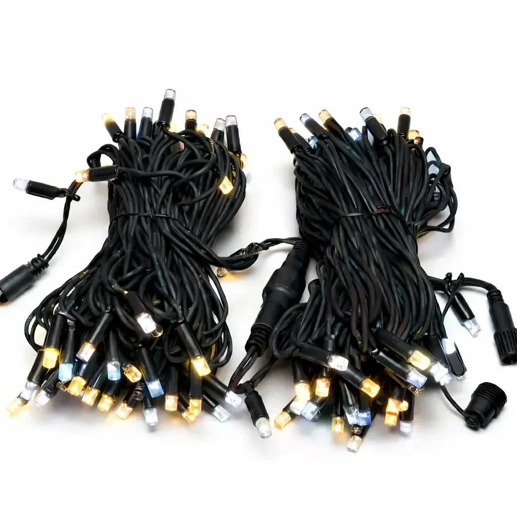 Easy Fix LED světelný řetěz 20 m, ledově bílá a teple bílá, 120 diod, černý kabel IP44, 2× 10 m