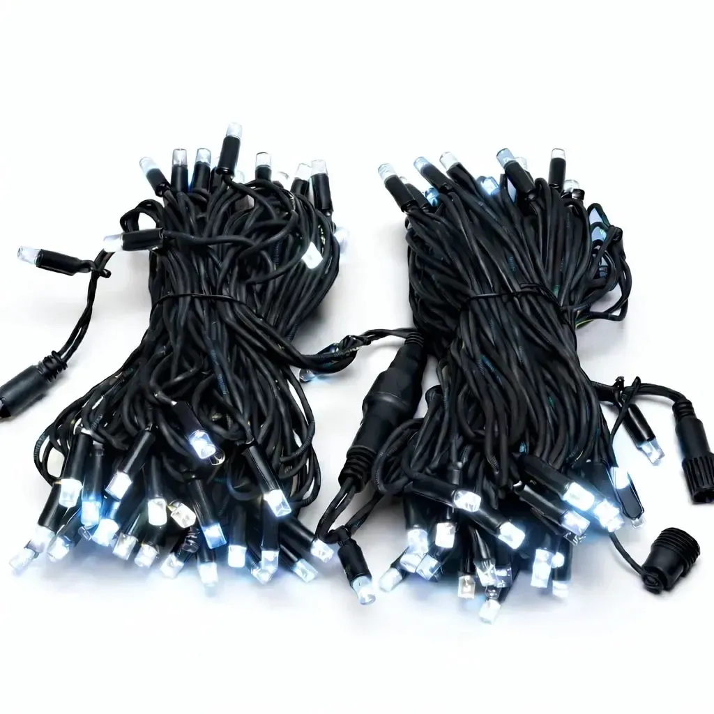 Easy Fix LED světelný řetěz 20 m, ledově bílá, 120 diod, černý kabel IP44, 2× 10 m