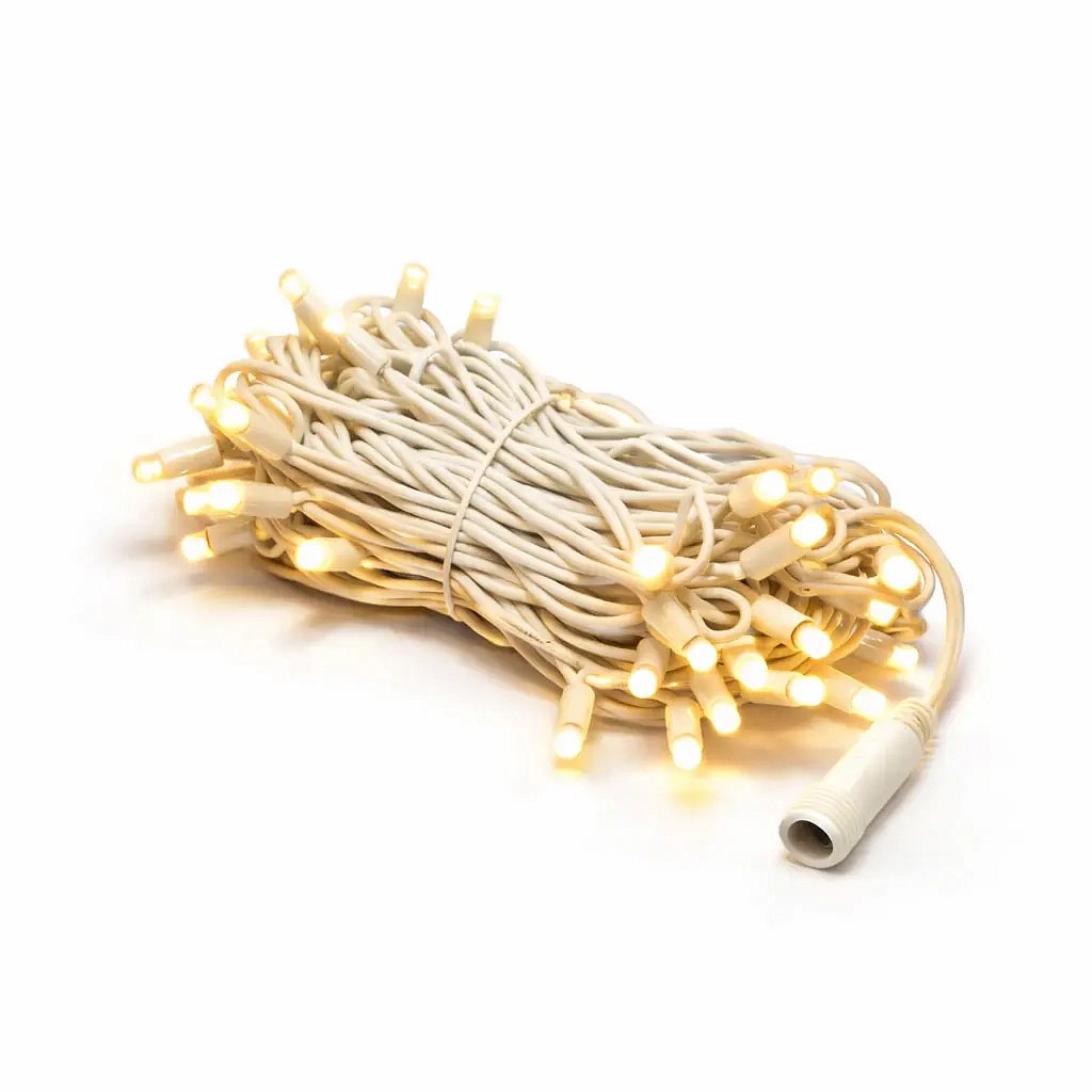 Easy Fix LED světelný řetěz 5 m venkovní teple bílá s FLASH, 60 diod, bílý kabel IP67, propojitelný