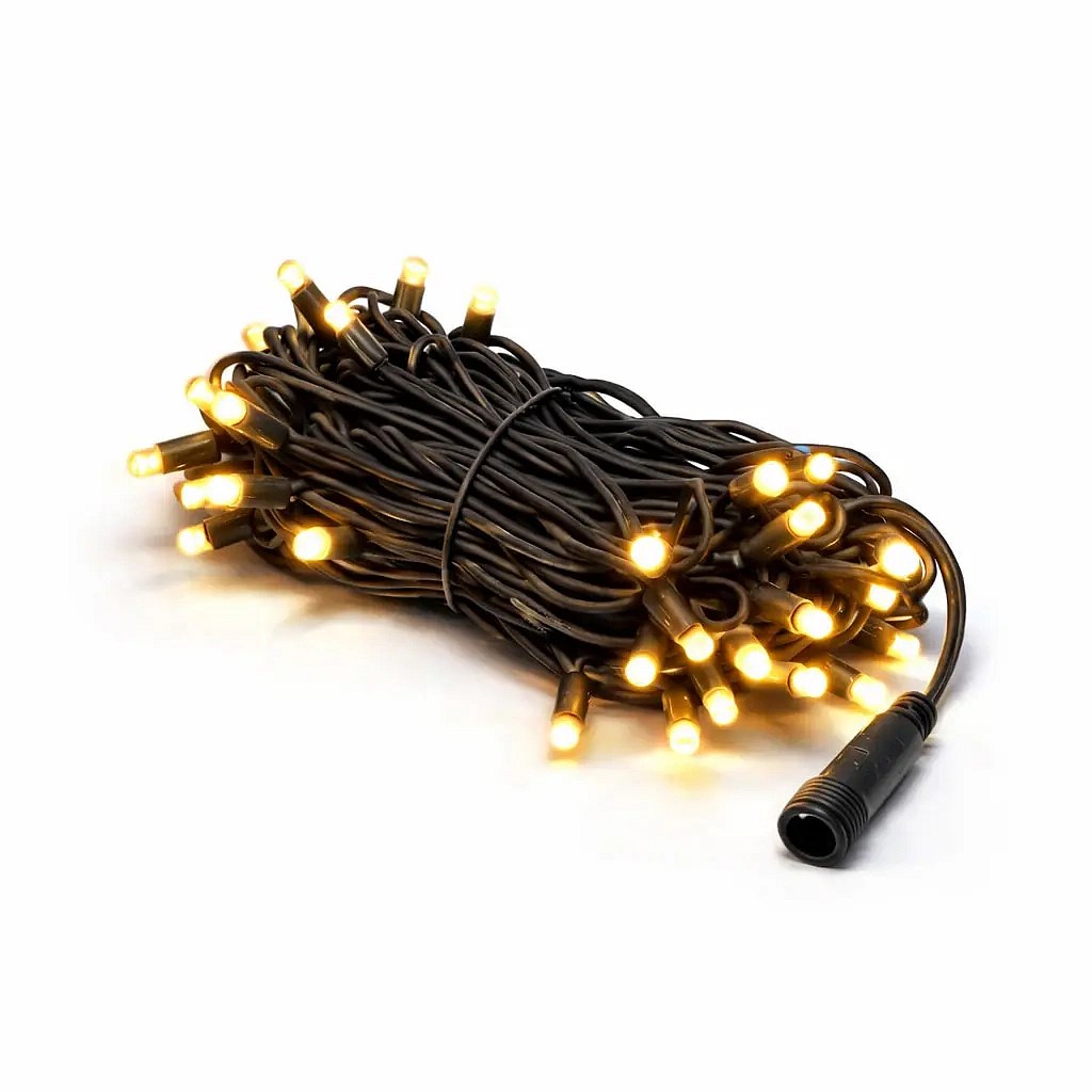 Easy Fix LED světelný řetěz 10 m venkovní teple bílá, 100 LED, černý kabel IP67, prodlužovací