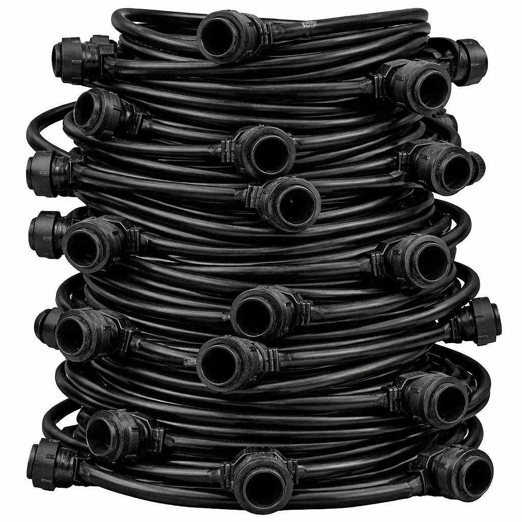 Easy Fix světelná girlanda 50 m pro 50 žárovek E27, černý kabel IP67, venkovní, prodlužovací, bez žárovek