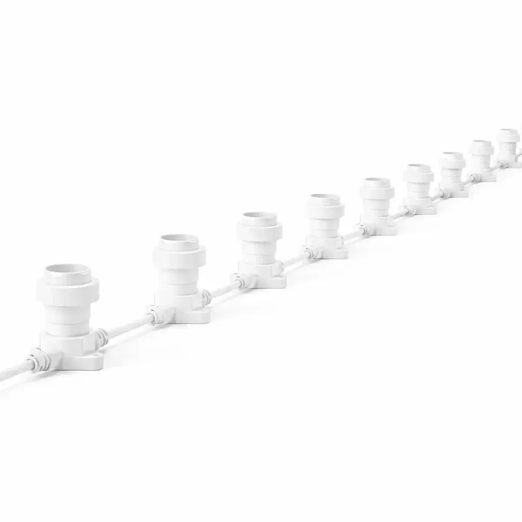 Easy Fix světelná girlanda venkovní 10 m pro 10 žárovek E27, bílý kabel IP67, prodlužovací, bez žárovek