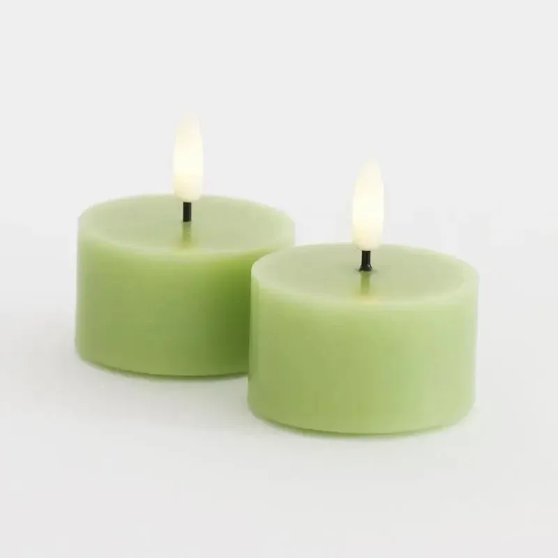 Sada LED voskových čajových svíček Sille Tealight, Ø6 × 3,4 cm, jarní zelená, 2 kusy