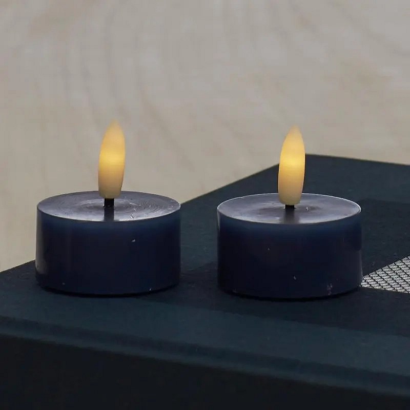 Sada LED voskových čajových svíček Sille Tealight, Ø4,5 × 2,2 cm, hluboký oceán, 2 kusy