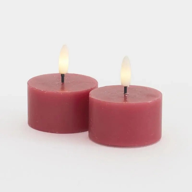 Sada LED voskových čajových svíček Sille Tealight, Ø6 × 3,4 cm, tmavá švestka, 2 kusy